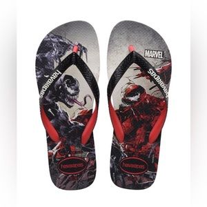 Havaianas Top Marvel Venom vs Carnage Black/Red Flip Flops Men's Size 11/12 New